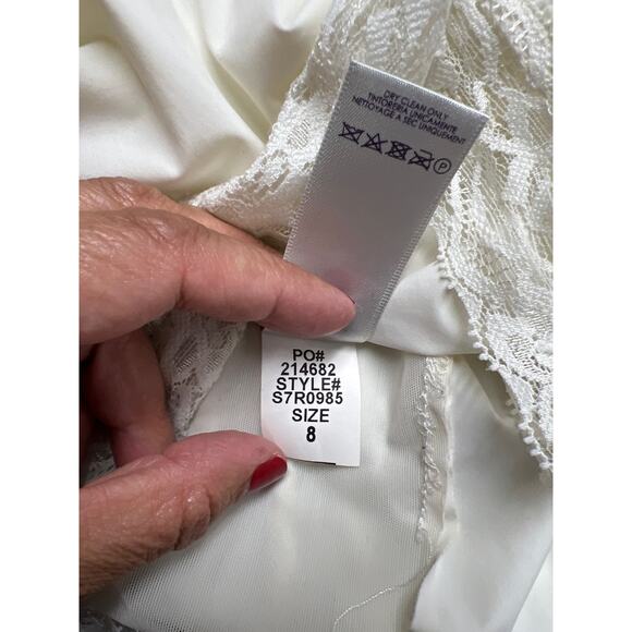 NYDJ Stacy Blue White Striped Fit & Flare Sleeveless Dress Lined Stretch Size 8 - Picture 6 of 8